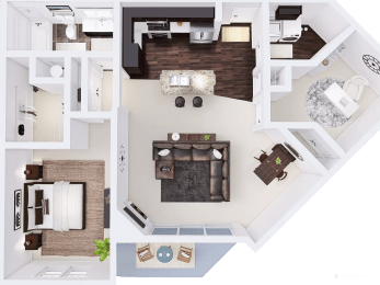  Floor Plan 1 Bed, 1 Bath + Den (G)
