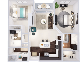 Floor Plan 2 Bed, 2 Bath (J)