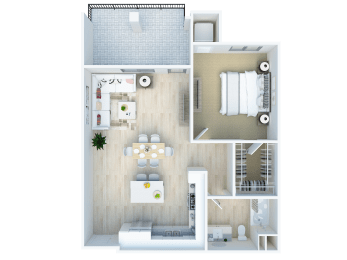 1 bed 1 bath Mandarin Floor Plan at The Venue at Orange, California, 92373