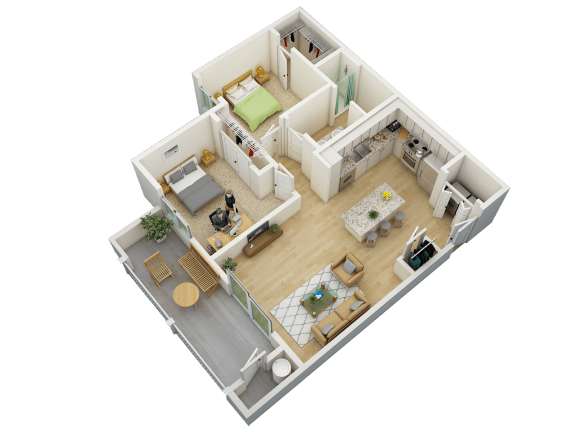 a floor plan of a home with a bedroom and living room