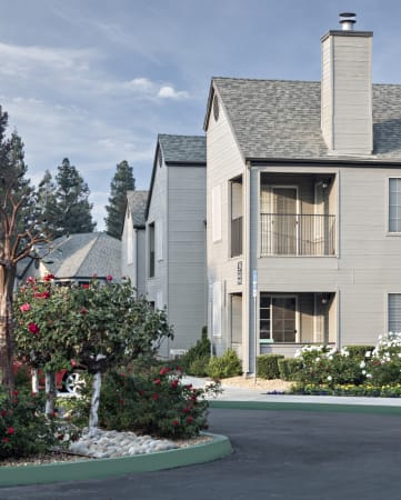 Grey two story apartment, Park Ridge Apartments, Fresno, California, 93711