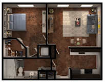 1 bed 1 bathroom A4 Floor Plan at Legacy Brooks, San Antonio