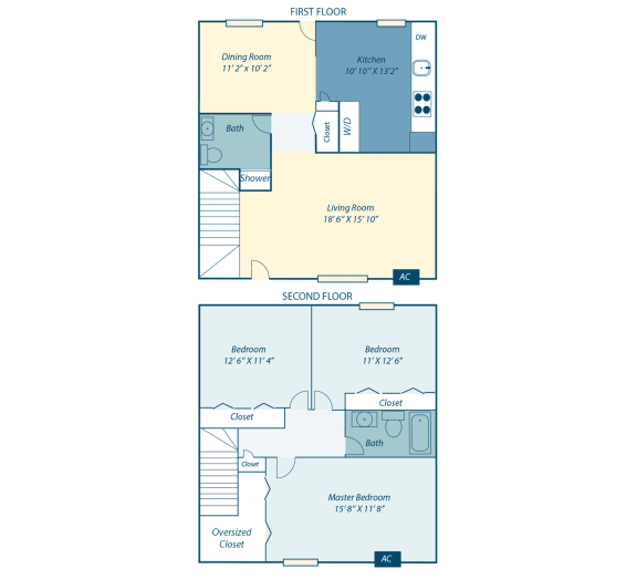 a floor plan of three bedroom two bathroom home