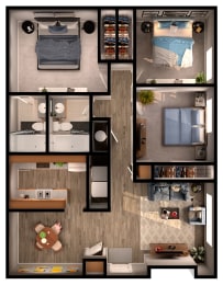 3 bed 2 bath Fairfield Floor Plan at Envue Apartments, Bryan, TX, 77802