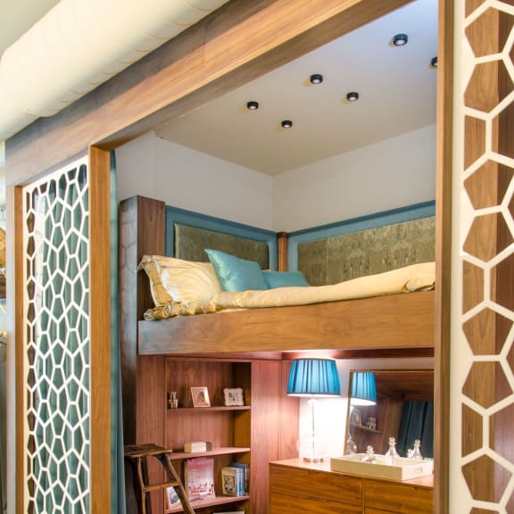 Bunk bed in nook at Met Lofts in Los Angeles, CA 90015