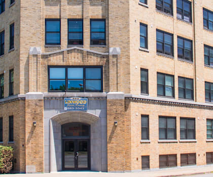 exterior of linwood manor senior apartments in buffalo, new york