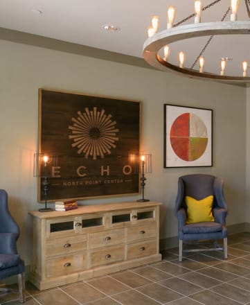 Stunning Modern Design Community Clubhouse with Ample Space and Amenities at Echo at North Pointe Center Apartment Homes, Alpharetta, GA 30009