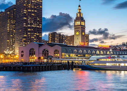 the ferry terminal at night