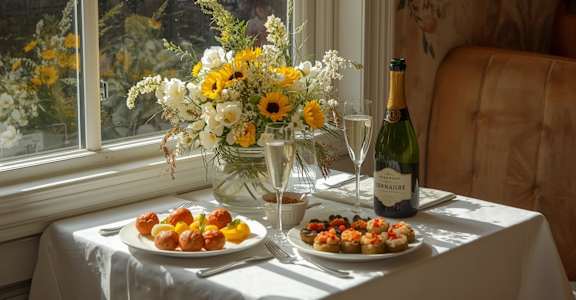 Luxurious brunch setting at Hearthstone Lodge Senior Residences, Auburn, California