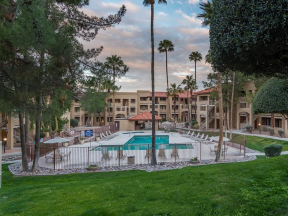 Foothills outside view with nice lush grass and trees throughout
