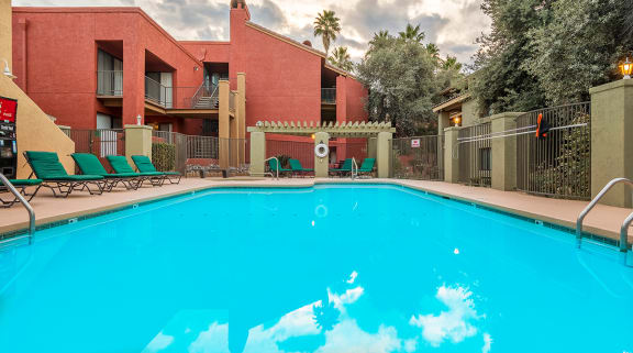 El Dorado Area large sparkling pool with lounge chairs.