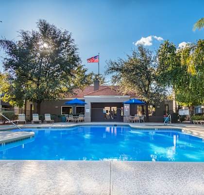 Estancia Pool and view of clubhouse in the back.