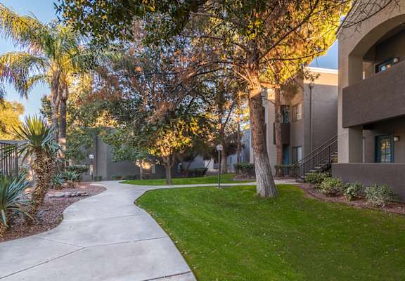 Estancia outside view with lush landscape throughout