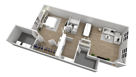 1-1bedroom-Deluxe Floor Plan at Rushwood Apartments, Philadelphia