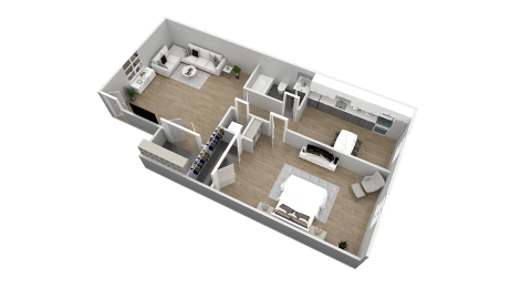 1 Bed Floor Plan at Rushwood Apartments, Philadelphia, PA, 19154