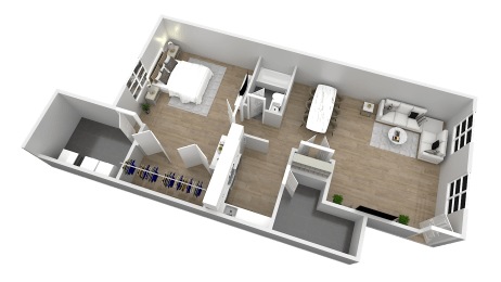 Floorplans 1 bedroom at Rushwood Apartments, Philadelphia, PA