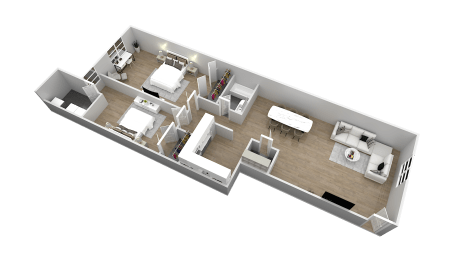 2 bedroom Deluxe Floor Plan at Rushwood Apartments, Philadelphia, 19154