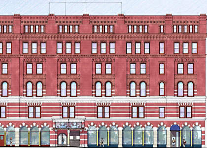 a rendering of the exterior of the building