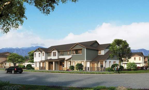 a rendering of a large house with a street in front of it