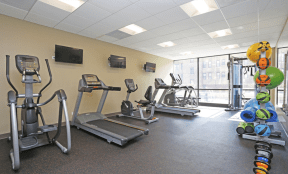 Fitness center with treadmills at 7251 at Waters Edge, Illinois, 60649