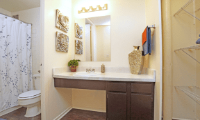 Bathroom sink and vanity at 7251 at Waters Edge, Chicago
