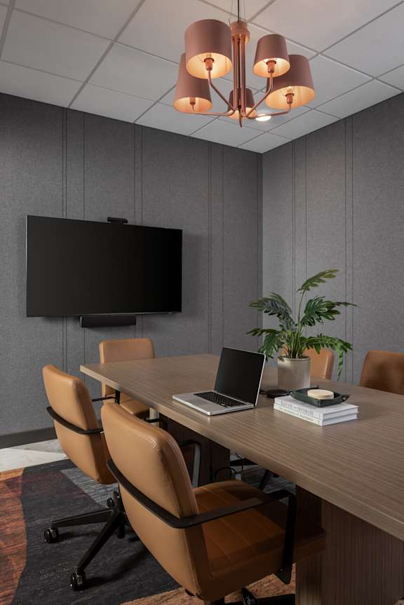 a rendering of a dining room with a table and a window