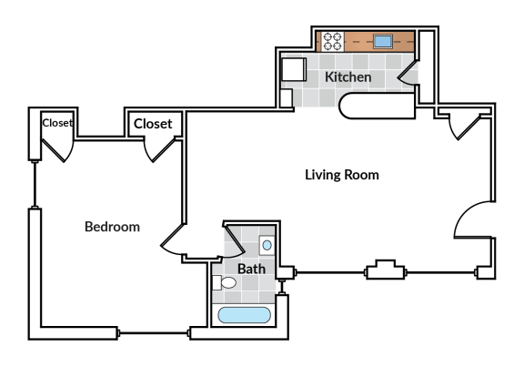  Floor Plan 1 Bedroom Large