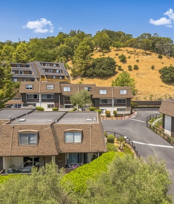 A hillside with houses on it.