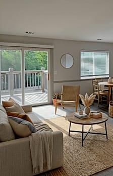 Living room with couch, chairs, and coffee table in a furnished residential space