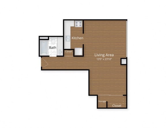Floor Plan  Studio 1 bath at Lenox Club Apartments, Arlington, Virginia