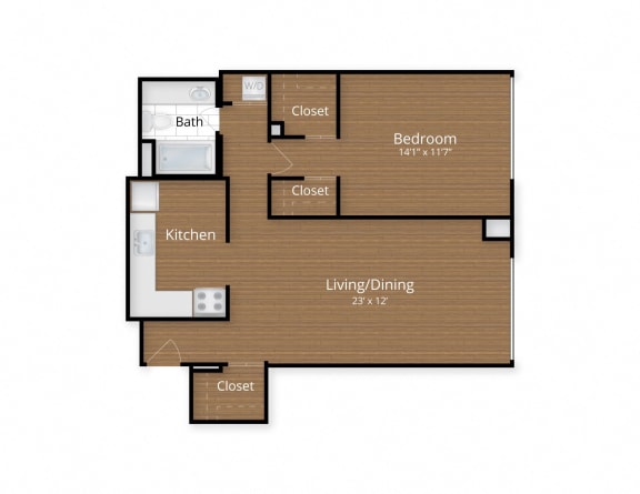 Floor Plan  1 bed 1 bath B at Lenox Club Apartments, Virginia