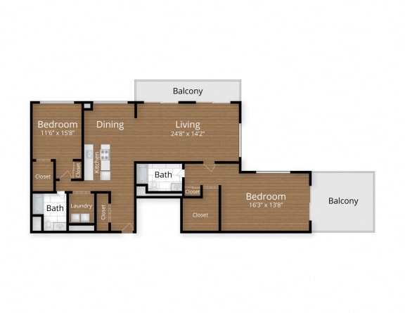Floor Plan  2 bed 2 bath H at Lenox Club Apartments, Virginia