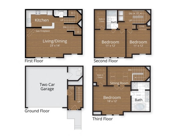 Floor Plan  3 bedroom 2 bathroom at Lenox Club Apartments, Silver Spring, Maryland