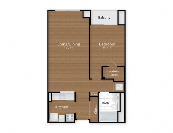 Floor Plan  One Bedroom 1 bath E at Lenox Club Apartments, Silver Spring, MD