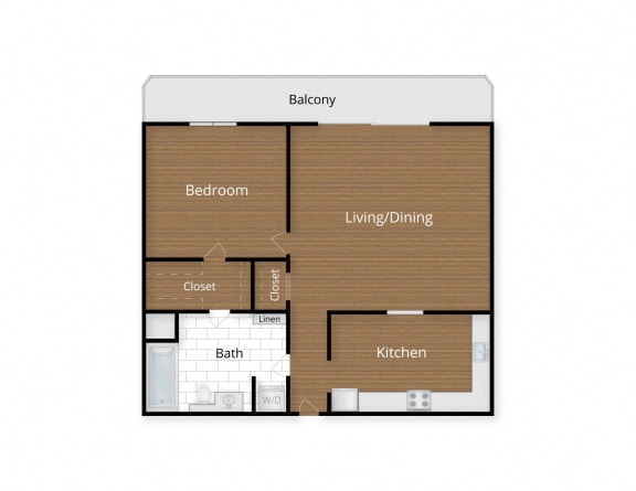 Floor Plan  One Bedroom 1 bath D at Lenox Club Apartments, Silver Spring, MD, 20910