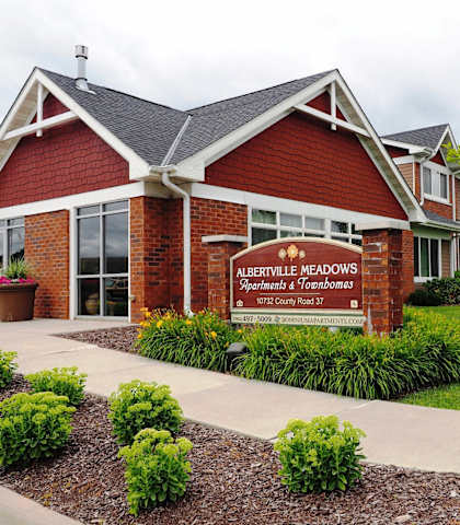 a building with a sign in front of it