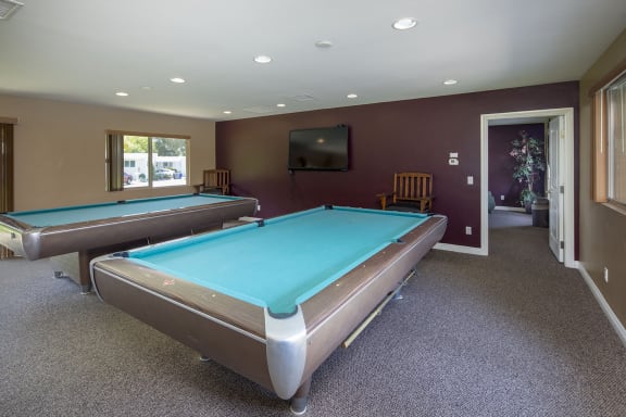 Close View of community clubhouse pool tables