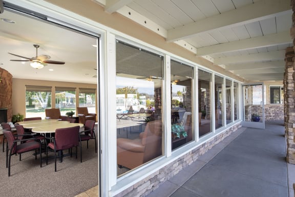 community clubhouse outside shade area