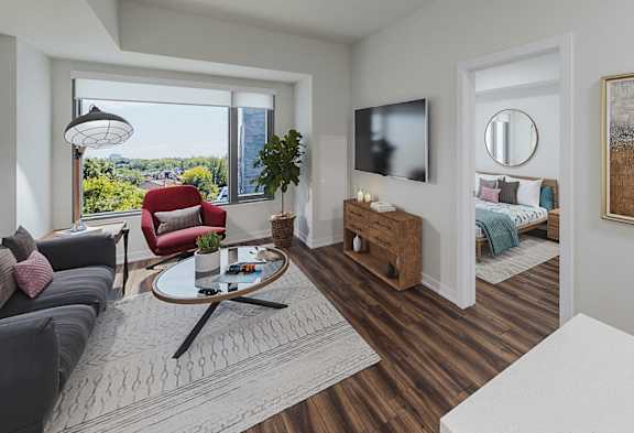 Living room with large picture window