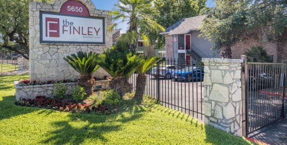 a picture of the entrance to the finley apartments