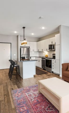 Spacious Living Area With Wood-Style Flooring