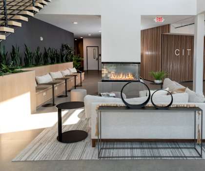 Contemporary Lobby Area at CityLine Apartments, Minneapolis, MN