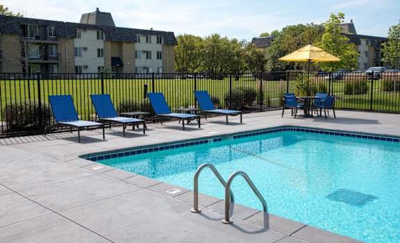 Pool area at Shorview Grand best apartments in Shoreview