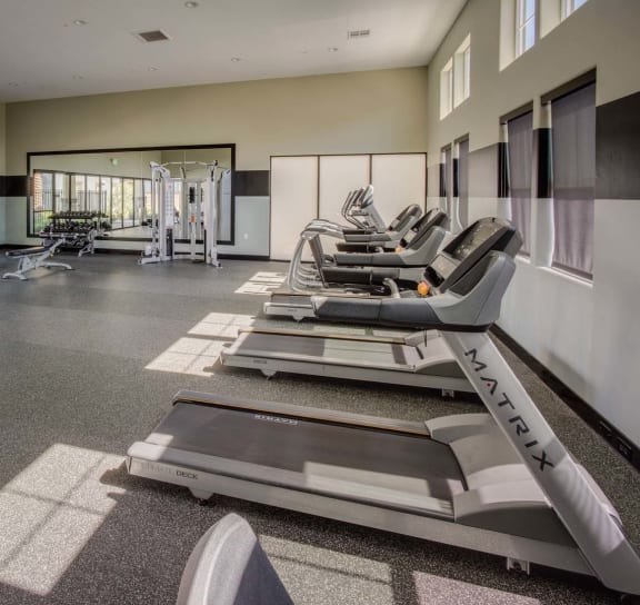 a large gym with treadmills and other exercise equipment