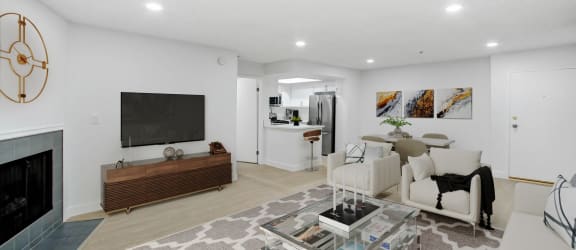 a living room with a couch and a coffee table