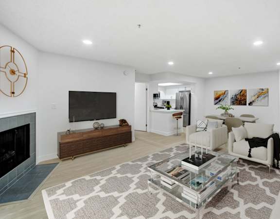 a living room with a couch and a coffee table
