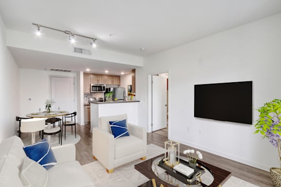 Living Area With TV at Vues on Gordon, Los Angeles, CA 90028