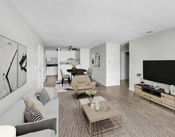 a living room with a couch and a television