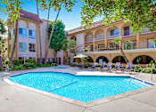 Thumbnail 20 of 33 - Resort-like courtyard pool, hot tub, lounge and picnic area on the sides