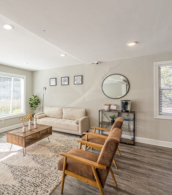 Spacious Living room with couch at Pinewood Townhomes, Tucker, GA, 30084